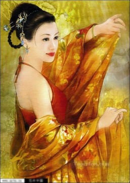  Chinese Oil Painting - Chinese maiden in yellow